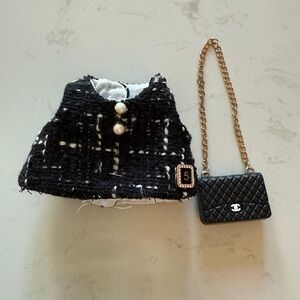 🖤✨ Labubu Outfit – Chanel-Inspired Tweed Dress w/ Bag ✨🖤 Doll not included